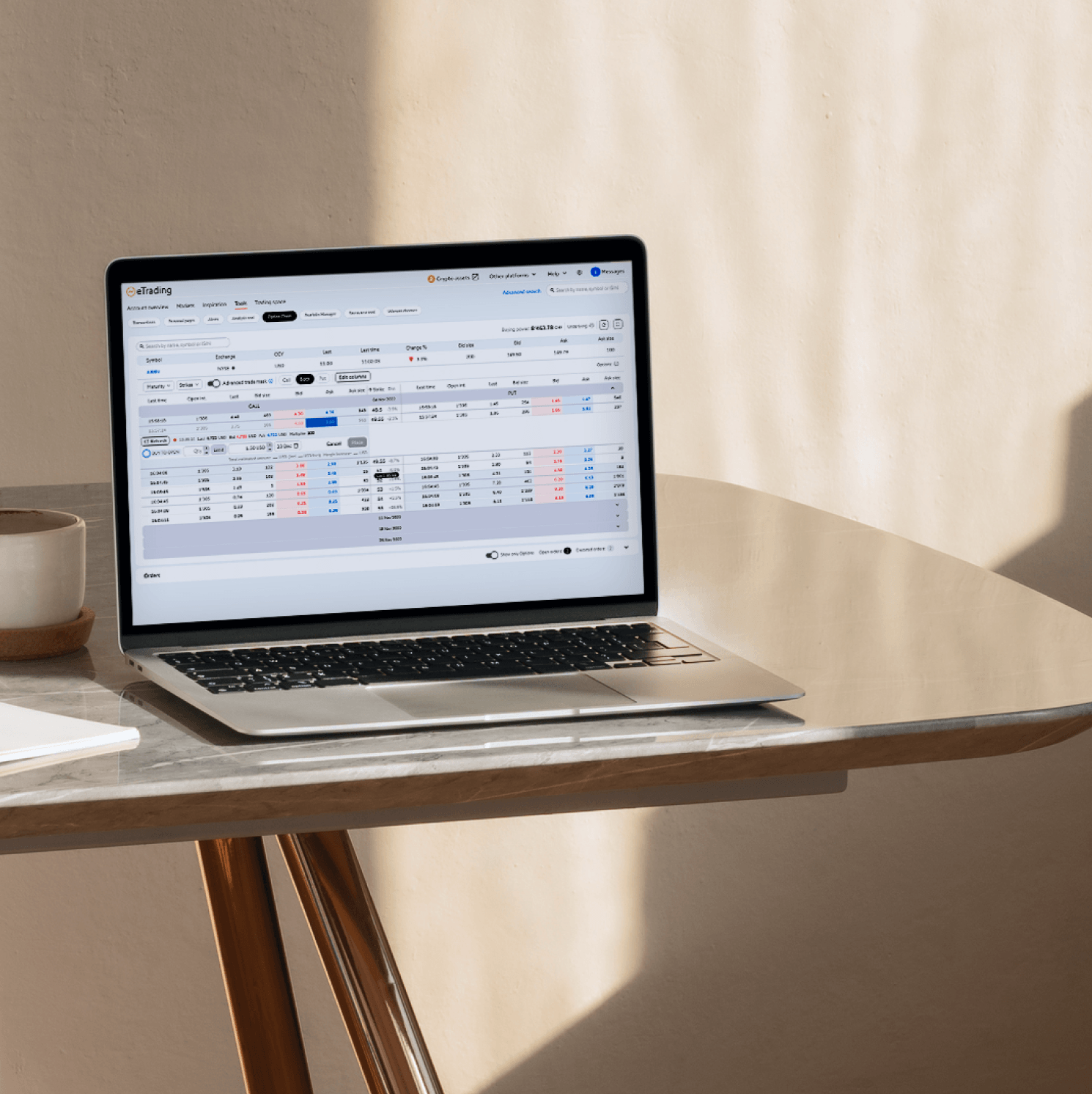 Laptop with options & futures platform