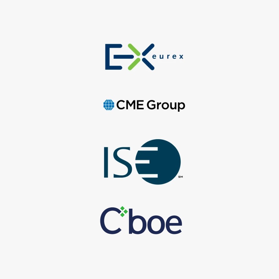 Eurex, CME group, ISE, Cboe logos